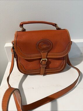 Dooney & Bourke Saddle Brown Pebbled Leather Crossbody Satchel